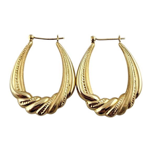 14 Karat Yellow Gold Oval Hoop Earrings #19343 - Picture 4 of 7